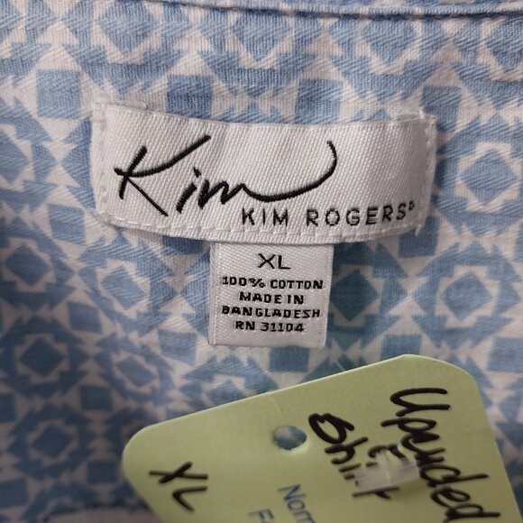 3624 Size XL Upcycled Kim Rogers Button Down Shirt in Pink and Blue With Lace. - Picture 8 of 13